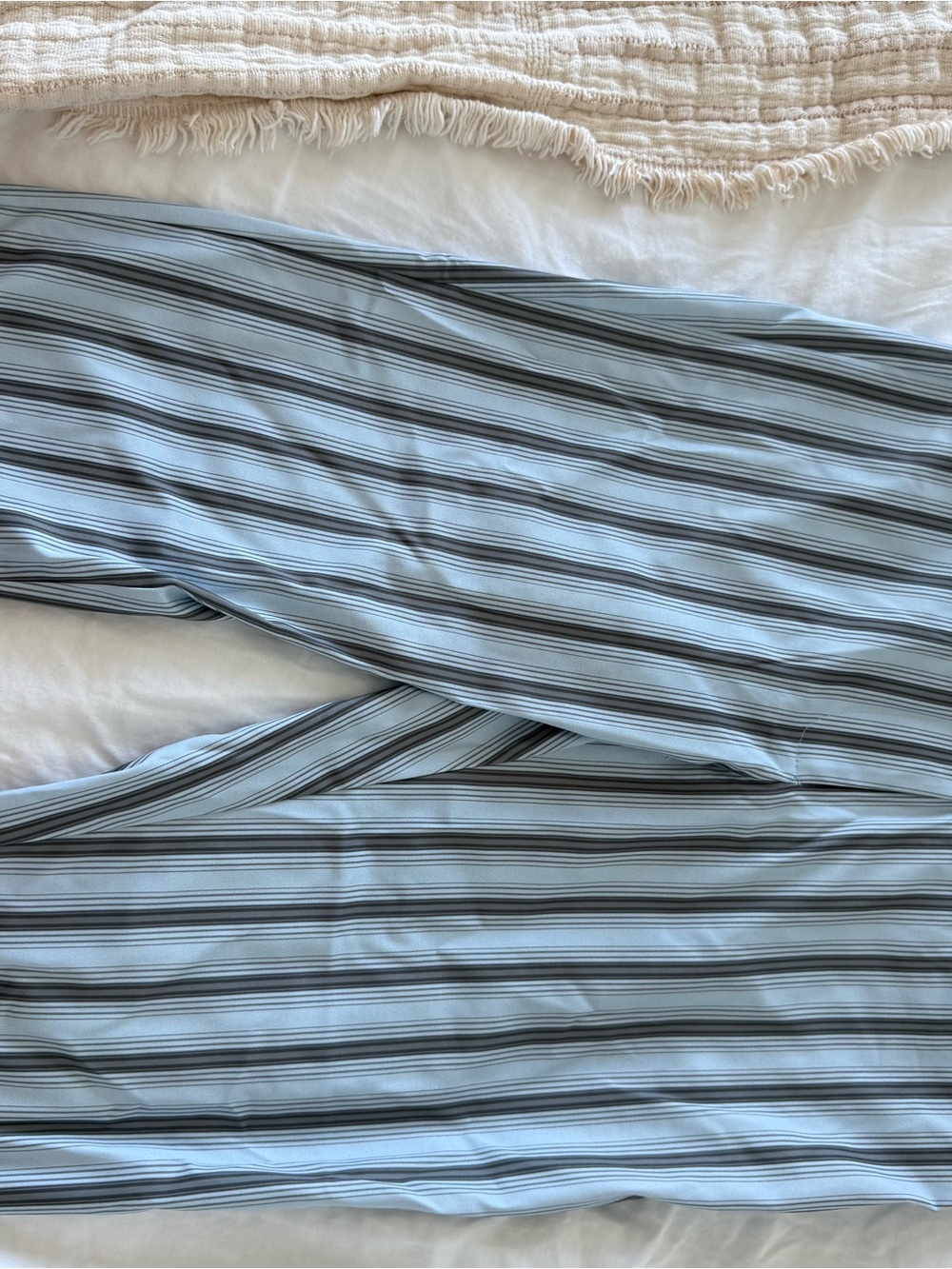 Lioness Light Blue & Black Striped Capris